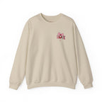 Beige sweatshirt with a logo on a white background