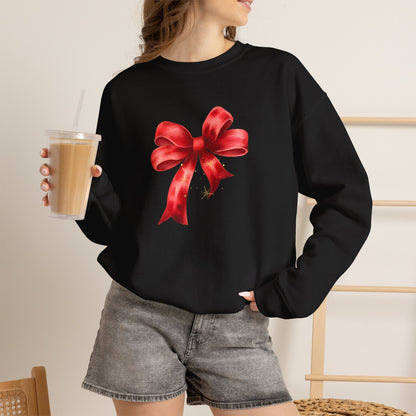 Red Ribbon Bow Crewneck Sweatshirt — Holiday Gift Sweatshirt