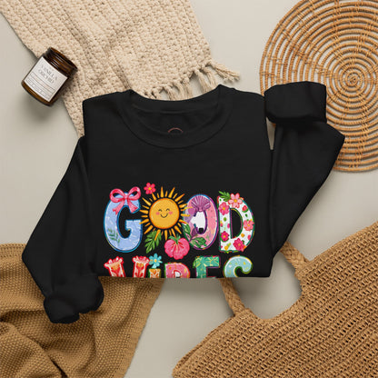 Good Vibes Floral Sweatshirt - Colorful Retro Sun Graphic Crewneck