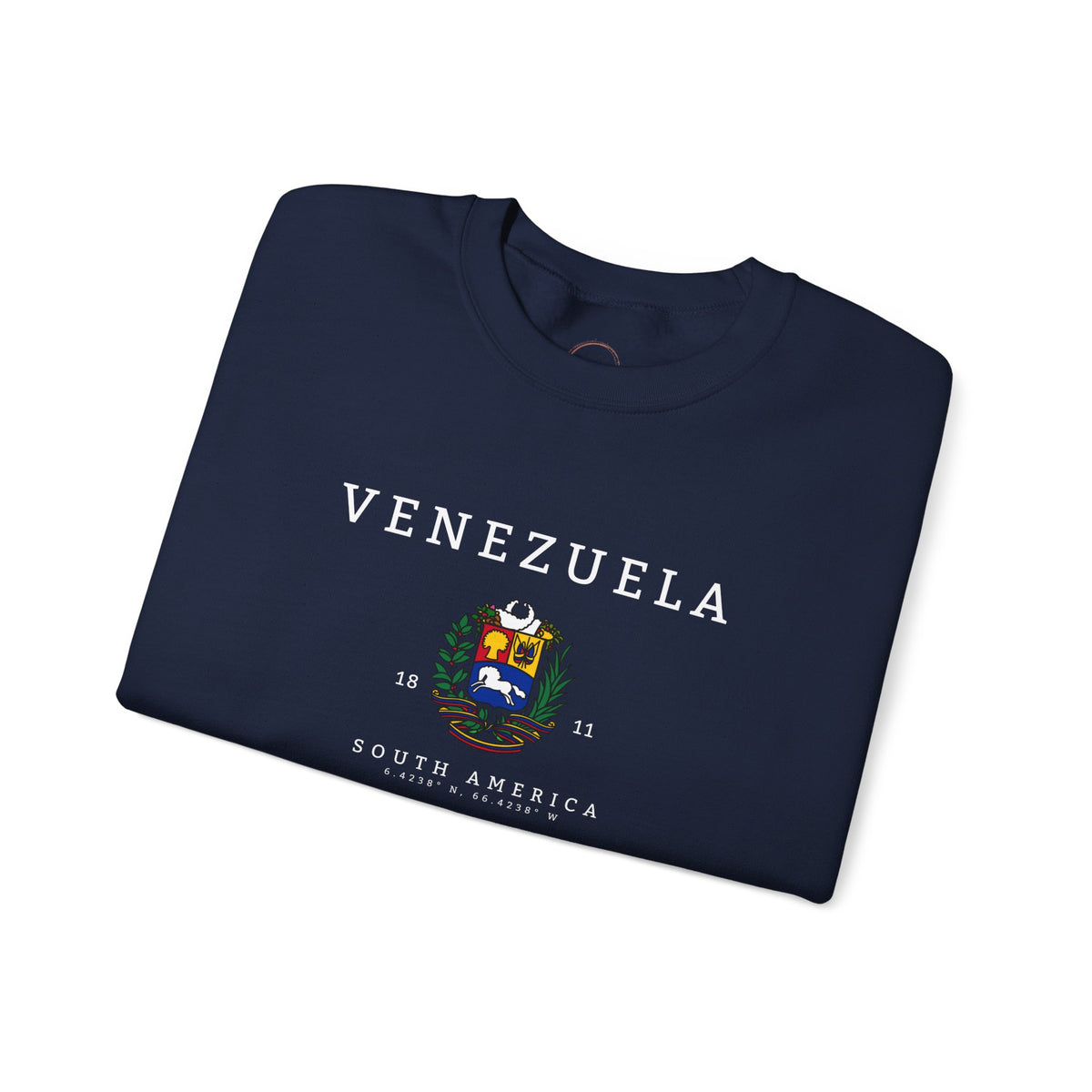 Crewneck Sweatshirt with Vintage Crest Emblem — Classic Preppy Logo Pullover