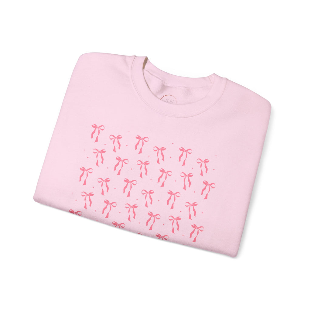 Pink Bow Unisex Sweatshirt, Coquette Aesthetic Jumper, Cute Pullover, Soft Blush