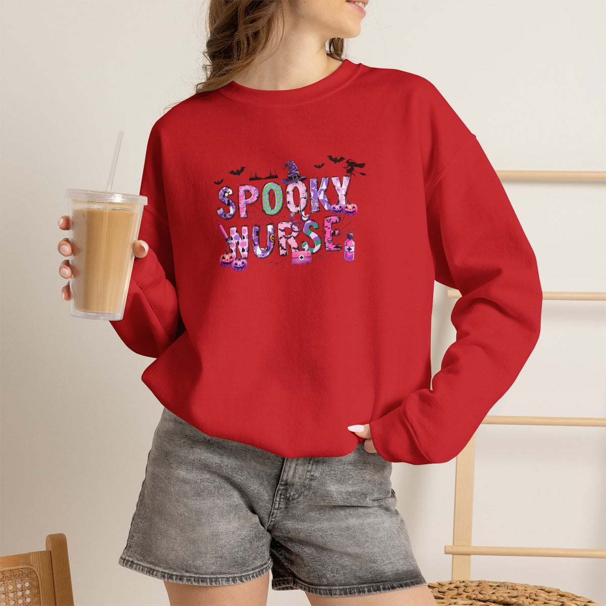 Spooky Nurse Sweatshirt – Cute Halloween Nurse Crewneck