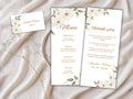 Elegant Floral Wedding Menu & Thank You Card Template | Printable Wedding Table Set | Minimalist White Flower Design.WI189