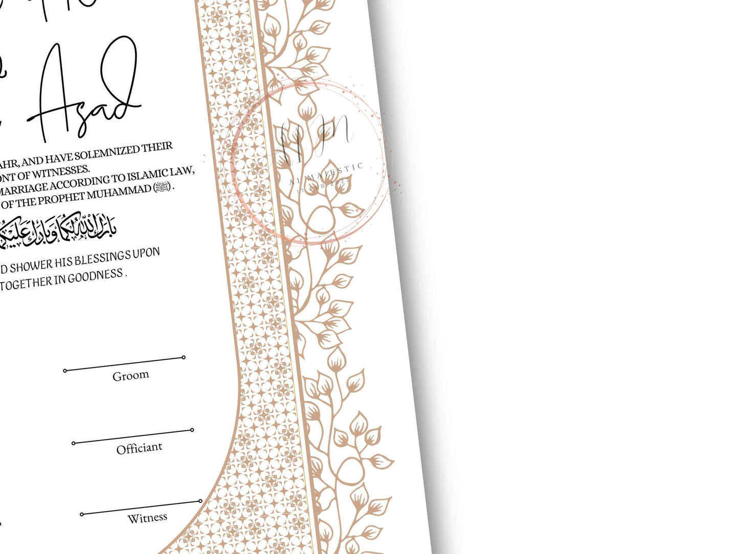 Nikkah Certificate Digital Download Personalised, A4, A3, Template, Instat Download. NN210