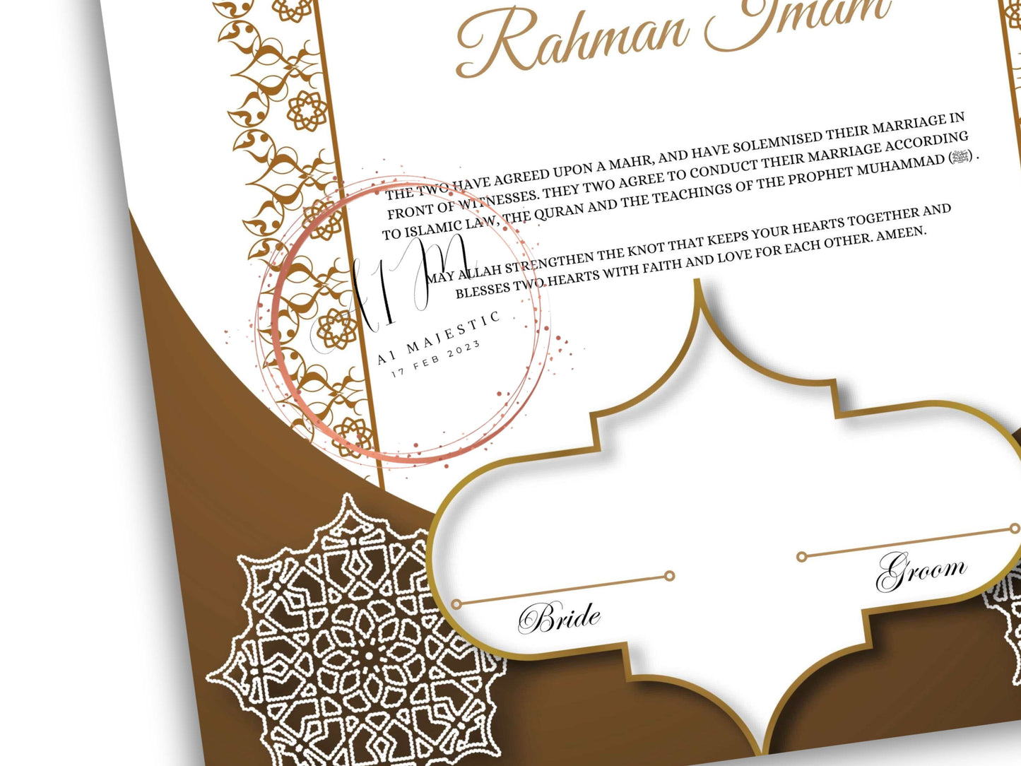 Nikkah Certificate Digital Download Personalised, A4, A3, Template, Editable, Purple Nikkah Nama, Nikkah Contract, Muslim Contract. NN288