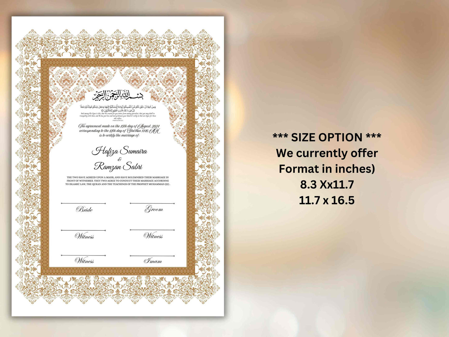 Printable Nikkah Contract Template | Islamic Marriage Contract | Muslim Wedding | Nikkah Template | NN290