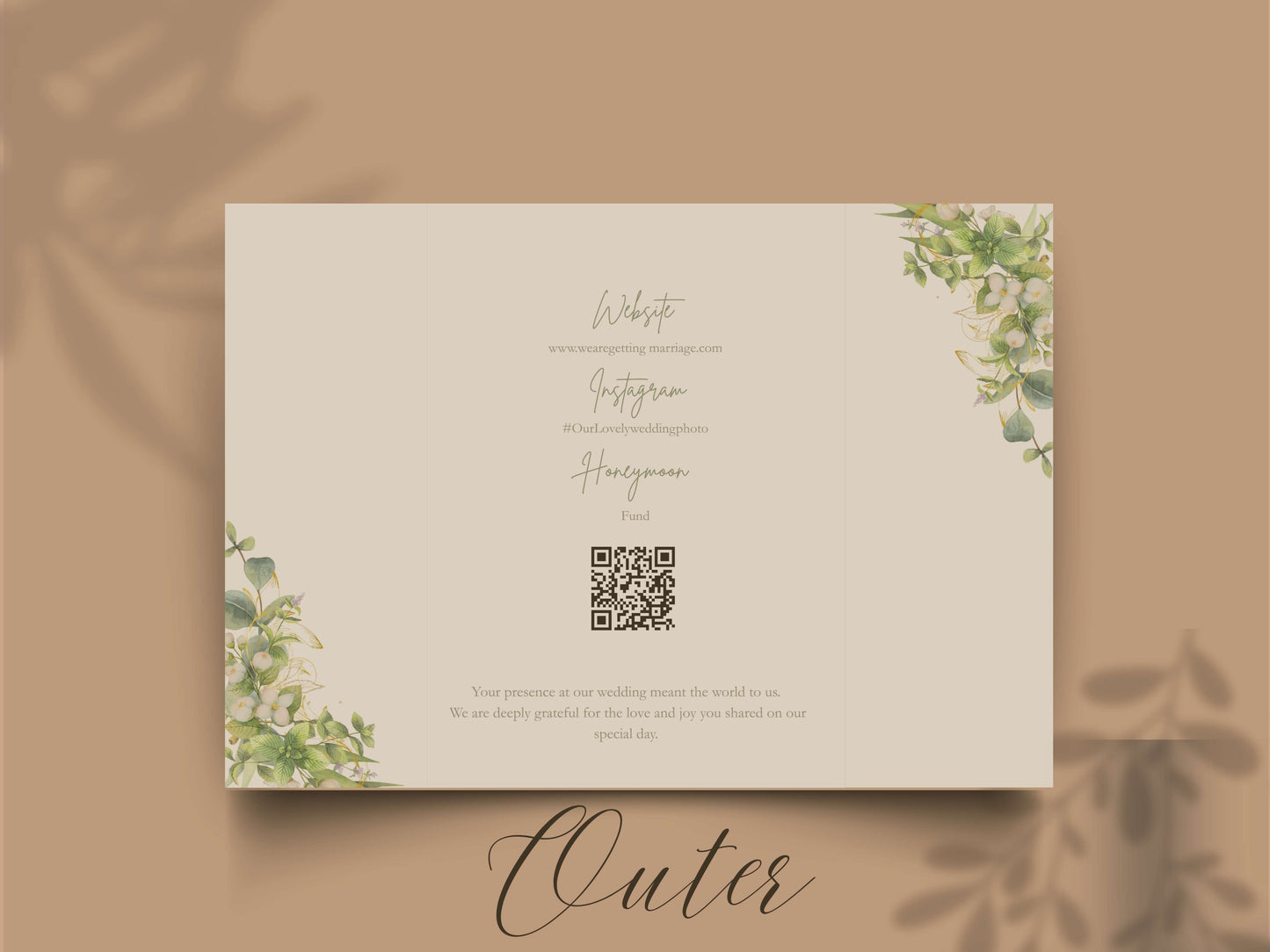 Greenery Wedding Invitation Template | Floral Timeline Itinerary Card | Rustic Botanical Printable Wedding Program. WI148