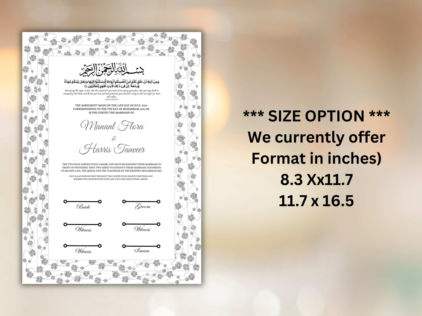 Nikkah Contract Template, Printable Nikkah Contract, Editable Nikkahnama, Muslim Wedding Certificate, Digital Download. NN259