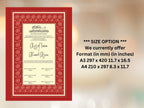 Rose Nikkah Certificate Template, Editable Nikkahnama, Printable Nikah Contract, Muslim Contract, Red Nikkah Islamic Marriage Contract.NN253