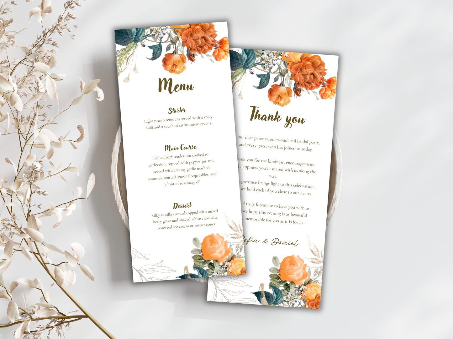 Wedding Invitation Bundle, RSVP, Thank You Card, Table Card, Menu Card, Reception Card, Details Card. WI250