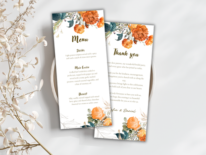 Wedding Invitation Bundle, RSVP, Thank You Card, Table Card, Menu Card, Reception Card, Details Card. WI250