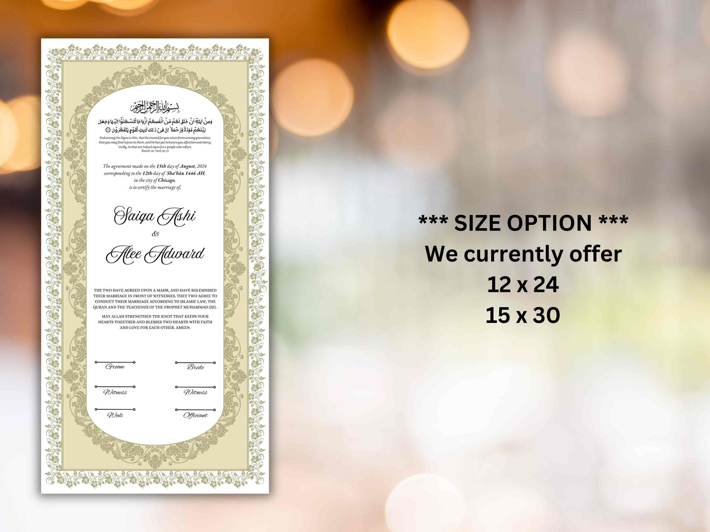 Nikkah Certificate Digital, Nikkah Contract,Customizable Digital Nikkah Certificate: Islamic Wedding Contract, Marriage Certificate. NN283