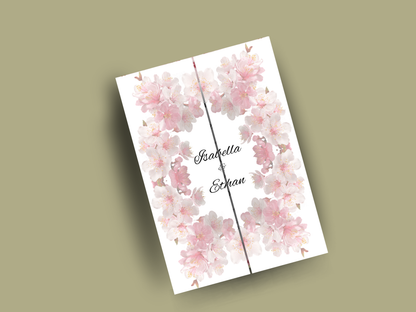 Blush Floral Gatefold Wedding Invitation Template |  Cherry Blossom Wedding Suite | Printable Save The Date & Details Card. WI179