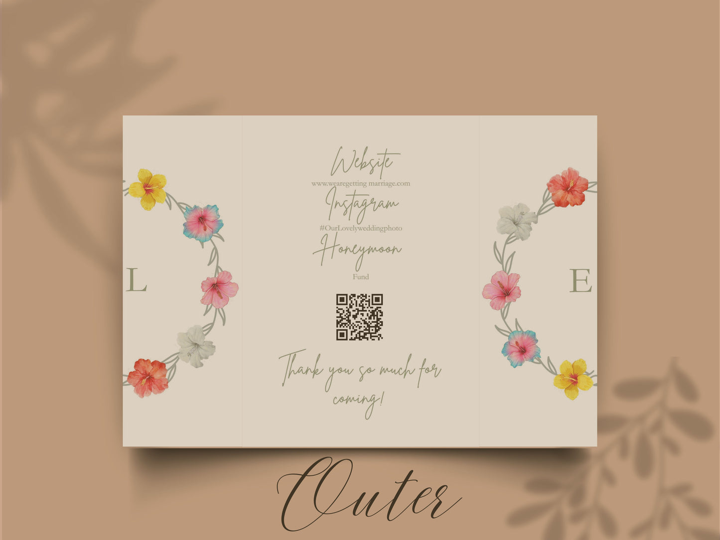 Floral Gatefold Wedding Invitation | Elegant Timeline Wedding Card | Modern Botanical Wedding Invitation with Details & Schedule. WI154