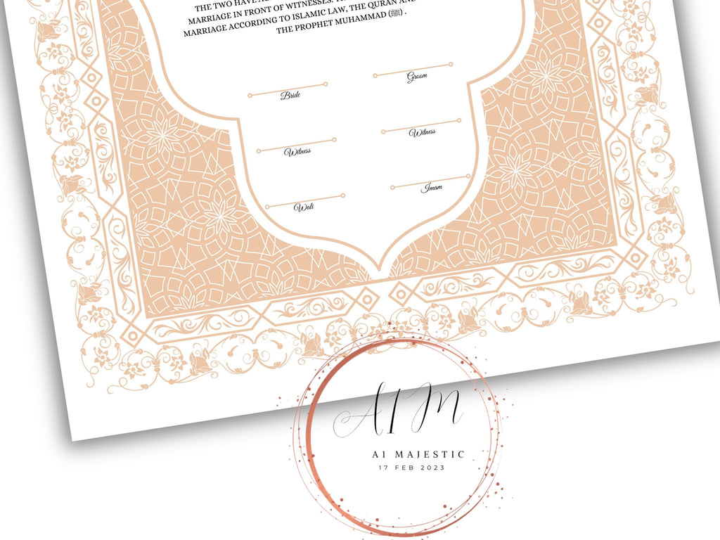 Nikkah Contract Template,Printable Nikkah Contract,Editable Nikkahnama, Muslim Wedding Certificate,Digital Download,Islamic Marriage. NN189