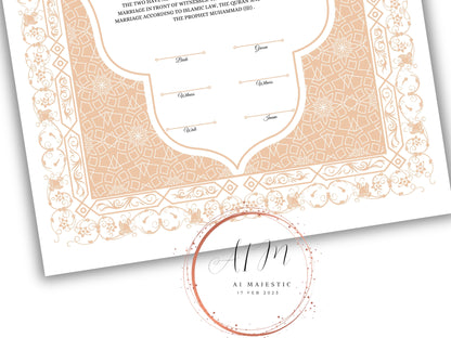 Nikkah Contract Template,Printable Nikkah Contract,Editable Nikkahnama, Muslim Wedding Certificate,Digital Download,Islamic Marriage. NN189