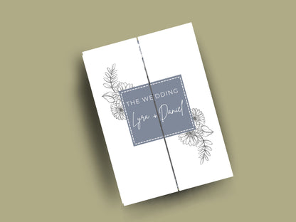 Gatefold Wedding Invitation Template | Minimalist Floral Wedding Invite | Modern Save the Date Template | Printable Wedding Suite. WI186