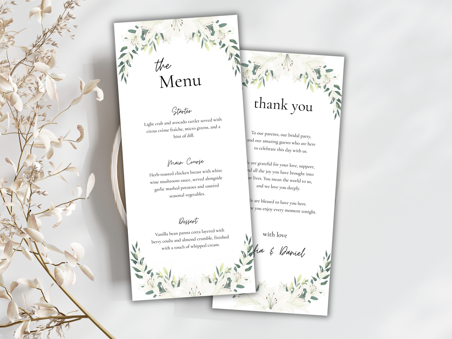 Wedding Invitation Bundle, RSVP, Thank You Card, Table Card, Menu Card, Reception Card, Details Card. WI248