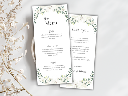 Wedding Invitation Bundle, RSVP, Thank You Card, Table Card, Menu Card, Reception Card, Details Card. WI248