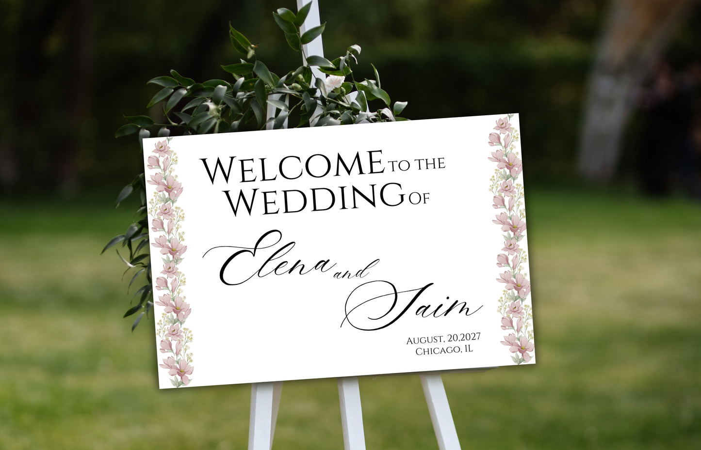 Flower Wedding Welcome Sign, Wedding Entrance Sign Template, Editable, Custom Wedding Welcome Poster, Wedding Decorations. WS24