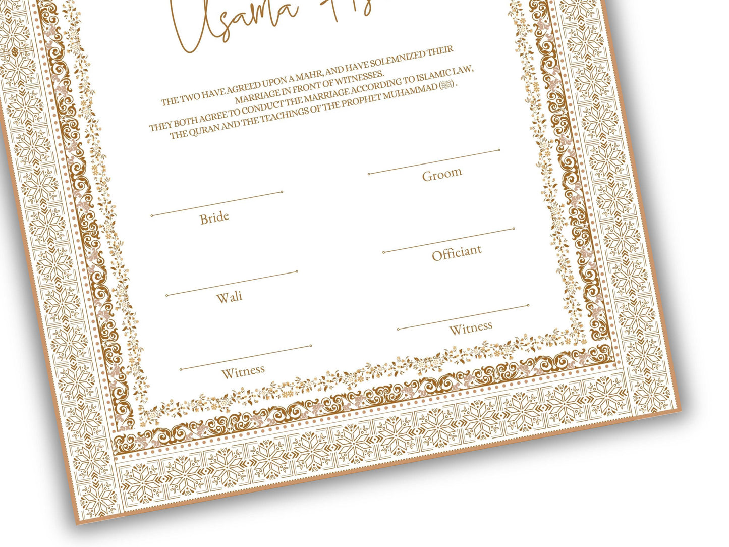 Nikkah Contract, Islamic Wedding Contract, Muslim Nikkah Certificate 11 x 17, Template, Instat Download. NN211