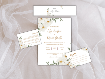 Wedding Invitation Bundle, RSVP, Thank You Card, Table Card, Menu Card, Reception Card, Details Card. Wedding Bottle Label. WI282
