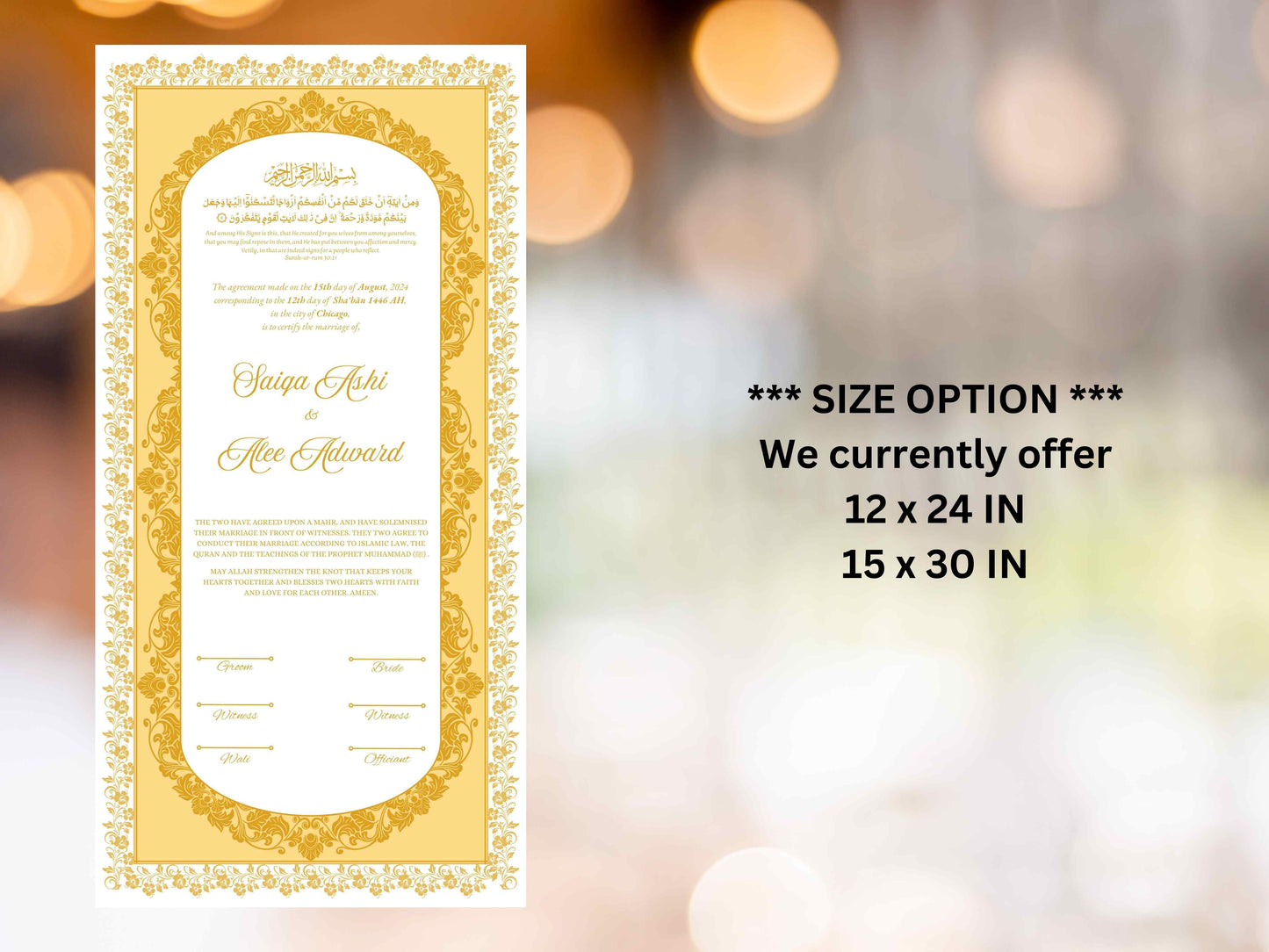 Nikkah Certificate Digital, Nikkah Contract,Customizable Digital Nikkah Certificate: Islamic Wedding Contract, Marriage Certificate. NN284