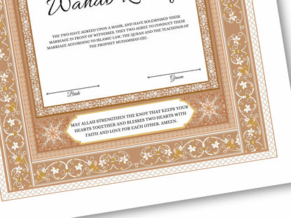 Luxury Nikkah Contract, Digital Printable Personalised Customised Nikkah Certificate, Custom Nikah Nama, Islamic Wedding Contract. NN167