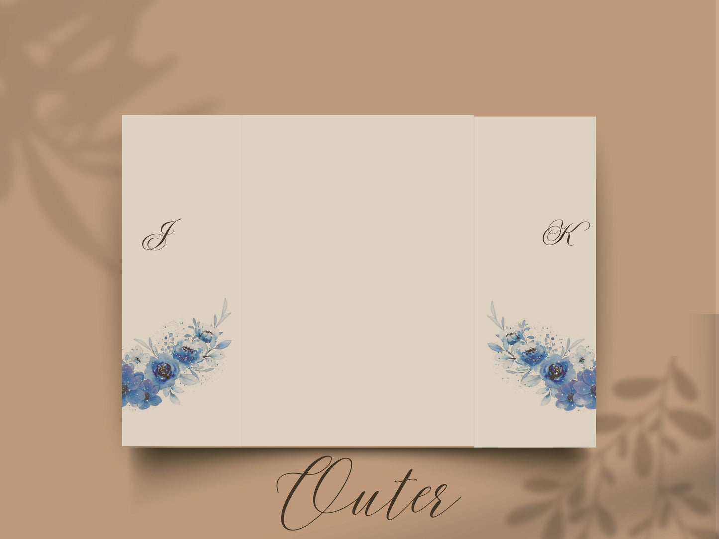 Elegant Blue Floral Wedding Invitation Template | Modern Folded Wedding Invite with Timeline | Printable Wedding Suite. WI150