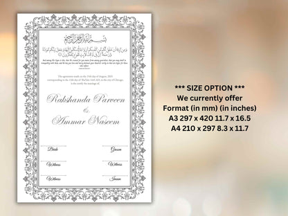 Nikkah Certificate Digital Download Personalised, A4, A3, Template, Instat Download. NN240