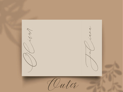 Elegant Gatefold Wedding Invitation | Minimalist Silhouette Wedding Itinerary Card | Modern Folded Wedding Invite Printable Template. WI144