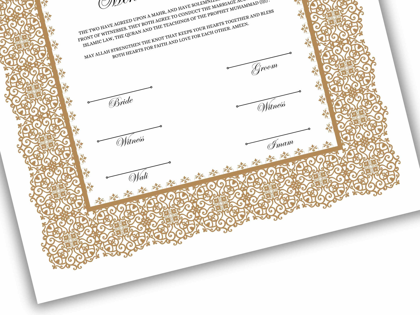 Luxury Nikkah Certificate, Premium A4/A3 Islamic Wedding Contract, Nikkah Nama, Muslim Marriage Certificate, Personalised Names, NN198