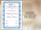 Nikkah Certificate Digital Download Personalised, A4, A3, Template, Editable, Nikkah Nama, Nikkah Contract, Muslim Contract. NN242