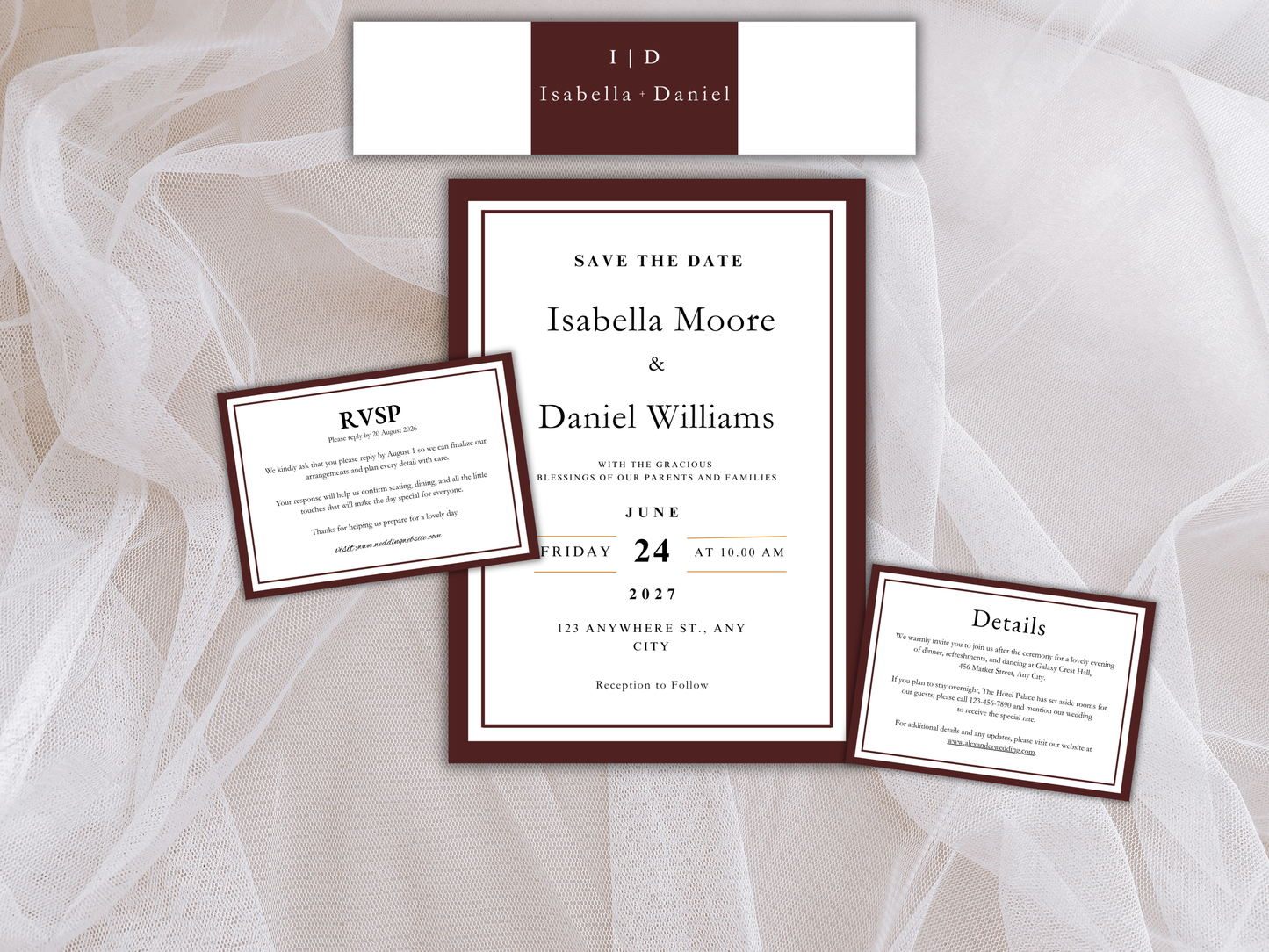 Wedding Invitation Bundle, RSVP, Thank You Card, Table Card, Menu Card, Reception Card, Details Card. Wedding Bottle Label. WI288