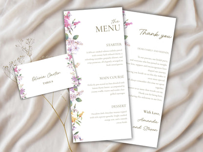 Wedding Menu Template, Thank You Card. WI198