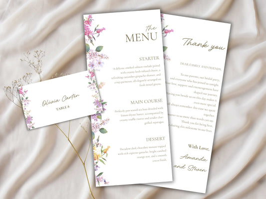 Wedding Menu Template, Thank You Card. WI198