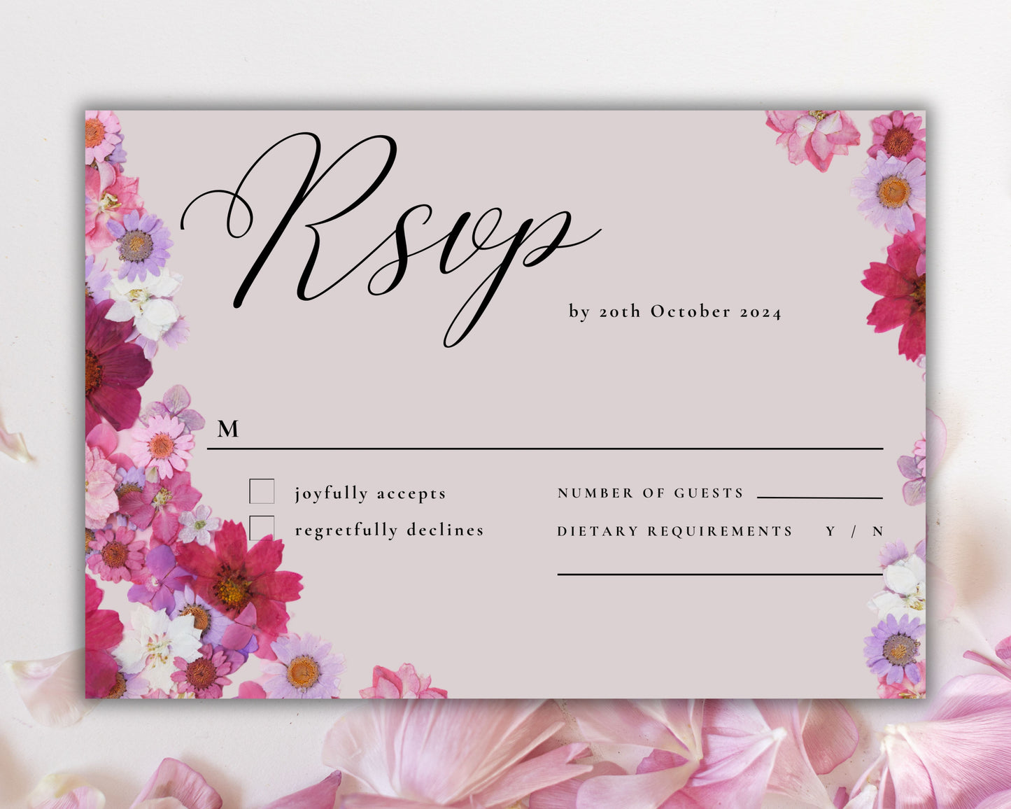 Pink Flowers Wedding Invitation set, Pink Floral RSVP, Elegant Pink Rose wedding Invitation, Details , Editable,Template, WT47