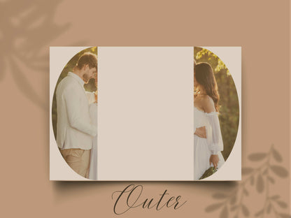 Minimalist Gatefold Wedding Invitation | Modern Elegant Wedding Card | Simple Wedding Invite with Details. WI156