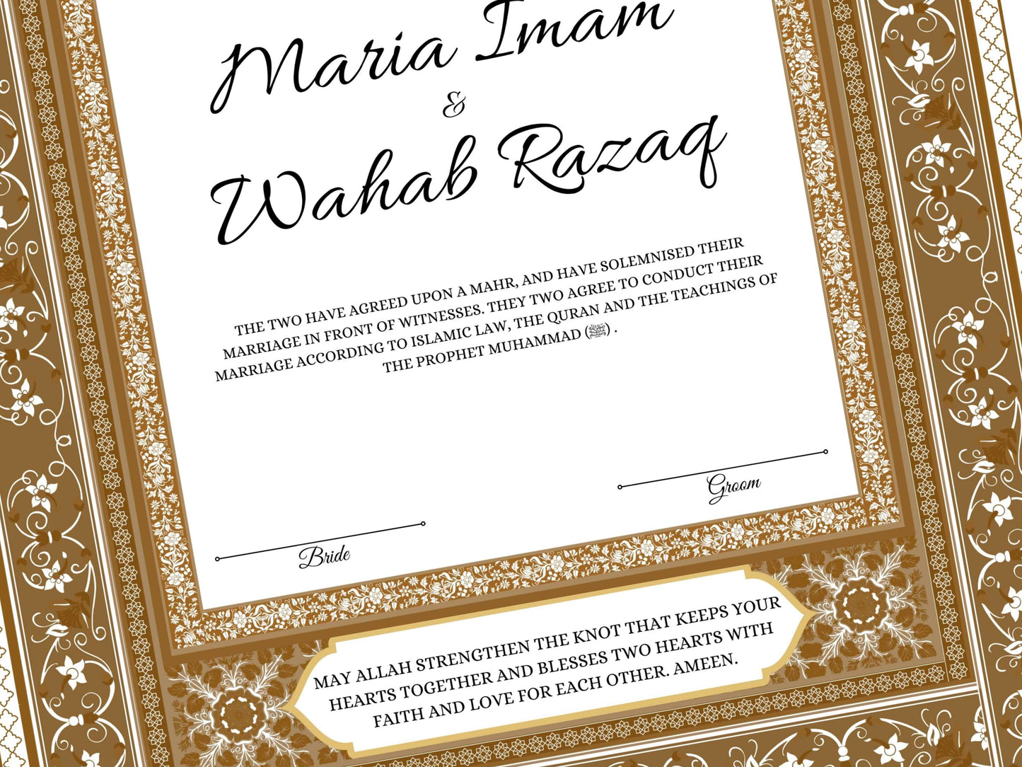 Nikkahnama | Custom Luxury Nikkah Contract | Mughal | Mughal | Inspired Luxury Nikkahnama | Nikkah Certificate in Pdf Template. NN166