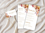 Boho Autumn Wedding Menu Template, Editable Place Card & Thank You Note, Fall Floral Wedding Printables. WI191