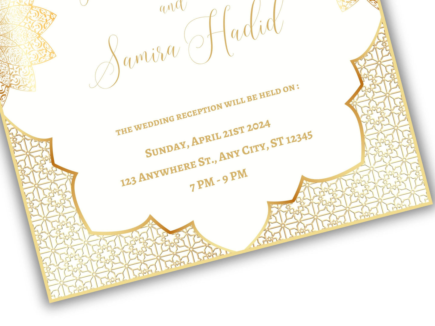 Gold Muslim Wedding Invitation, Nikkah Invitation, Muslim Wedding Invite, Wedding Invite, Invitation Template, Editable Canva Template, WT54