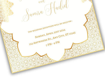 Gold Muslim Wedding Invitation, Nikkah Invitation, Muslim Wedding Invite, Wedding Invite, Invitation Template, Editable Canva Template, WT54