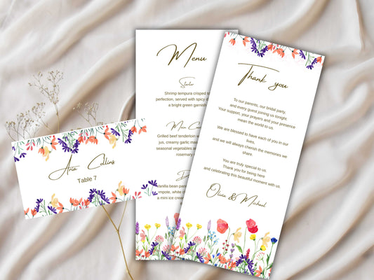 Wedding Menu Template, Thank You Card. WI197