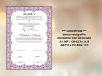 Nikkah Certificate Digital Download Personalised, A4, A3, Template, Editable, Purple Nikkah Nama, Nikkah Contract, Muslim Contract. NN244