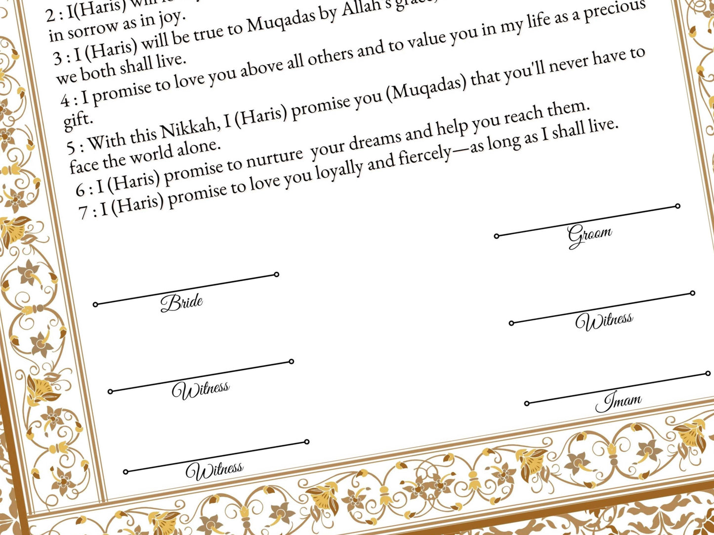 Printable Nikkah Contract, Islamic Wedding Contract, Muslim Nikkah Certificate, Personalised, A4, A3, Template, Instat Download. NN202