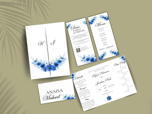 Gatefold Wedding Invitation Template, Menu Card, Thank you Card, Place Card, Name Card WI268