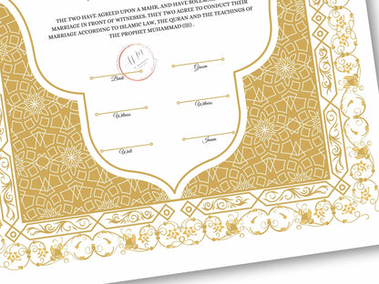 Premium Nikkah Contract | Custom Nikkah Nama | Islamic Wedding Contract | Personalized | Digital Printable Nikkah Certificate. NN187