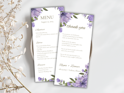Wedding Invitation Bundle, RSVP, Thank You Card, Table Card, Menu Card, Reception Card, Details Card. WI246