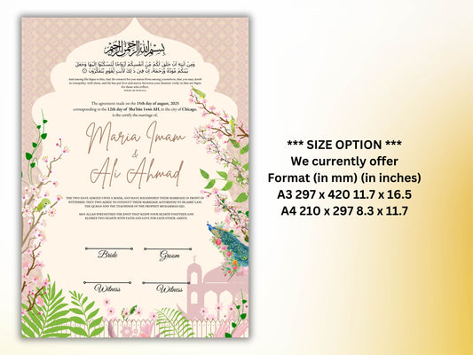 Nikkah Certificate, Nikkah Islamic Marriage Certificate, Printable, Custom Name Nikkah. Quran Verse, Digital Download. NN245