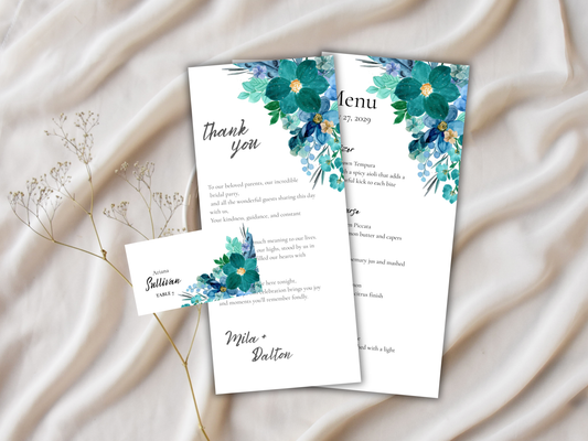 Menu Card, Thank You Card & Table Card Template Set. WI216